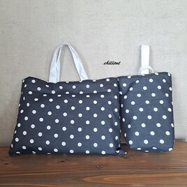 【入園・入学】入園バッグ2点セット：ドットネイビー【0816】