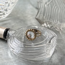 R419-ヴィンテージリング U.S.A. 1970's Faceted Cut Clear Rhinestone