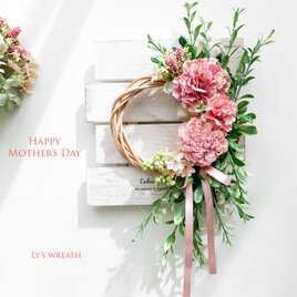 ニュアンスカラー＊カーネーションとローズの母の日リース