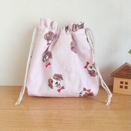 保温保冷シート付き巾着袋・大きめ（おにぎり、ドリンク入れに）ドッグ