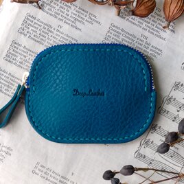 イタリア革のコインケース／小銭入れ／ターコイズブルー