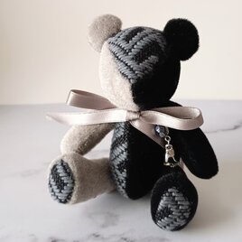 こぎん刺しのテディベアS 総刺しこぎんクマ　Black Diamond