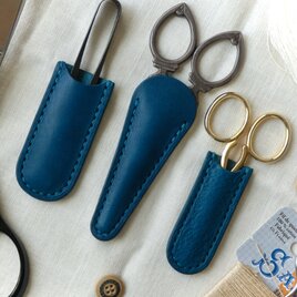 糸切りはさみケース／刺繍はさみカバー／ネイルシザー／革／ターコイズ
