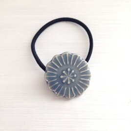 ヘアゴム(ブルーグレー花)D