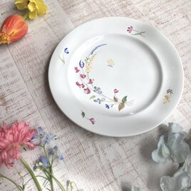 【ちょっと訳あり】野花と蝶が舞うHAGAプレート｜Gustavsbergグスタフスベリ｜Lindberg｜21cm