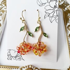 大人のチェコビーズ・1輪のプレゼントピアス13