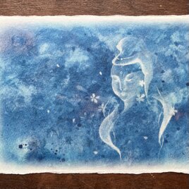 和紙の絵葉書【桜の海の観音様】