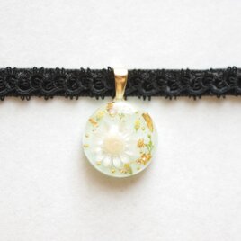 【受注製作】レジンアート　ラウンドモチーフとタティングレースとベルベットリボンのチョーカー〈天上の恵み〉