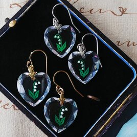 ヴィンテージ　すずらん／Heart　　14KgfピアスまたはSilver９２５製ピアス