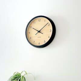 KATOMOKU mukul clock 7 ブラック km-83BK 掛け時計 シナ文字盤 木製 無垢材