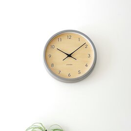 KATOMOKU mukul clock 7 グレー km-83GR 掛け時計 シナ文字盤 木製 無垢材