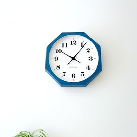KATOMOKU muku clock 12 八角形 ブルー km-97BL8 木製 無垢材