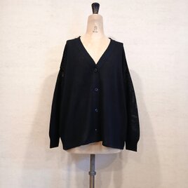【2026新作♡】リネンコットンVネックカーディガン(長袖)　ダークネイビー