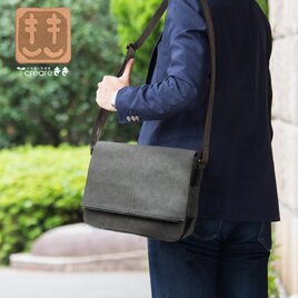 【墨/備長炭染】メンズ 「ミディアム ショルダーバッグ」  AS-309