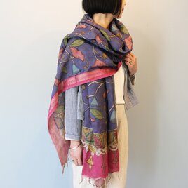 インド手描きカラムカリシルクコットンストール【B】