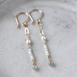 ナチュラルダイヤモンドとオーバルチェーンのピアス・イヤリング変更可・14kgf