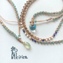 ☆しっかり編まれたベージュのネックレス&ブレスレットのセット　(#1246)