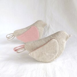 ことりの鍋つかみ　　優しいピンク