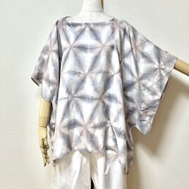 正絹　ベンガラ　板締め絞リトップス　着物リメイク