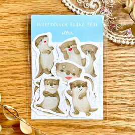 水彩動物フレークシール　カワウソ