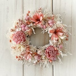 可愛いピンクとホワイトのミニリース001 (17cm)