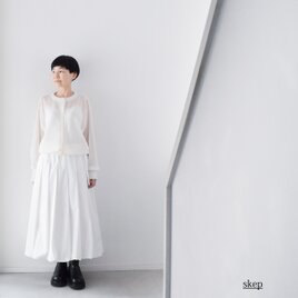 丸首シアーカーディガン：白［CA59LSWH］