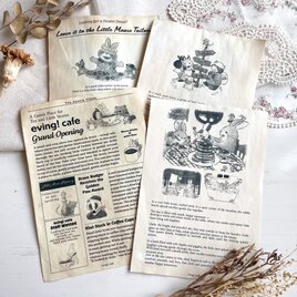 ヴィンテージ風 味紙コラージュペーパー 4枚セット（A5）｜No.1