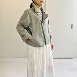 リネンゆったりライダースジャケット(ミント)