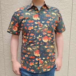半袖デザイナーズファブリックシャツ（金魚妖怪）