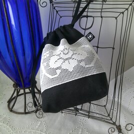 花lace×linen pouch