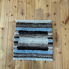 ガゼニ ギャッベ 【トルクマン族】 ミニマット ラグ　ウール　37×37cm D803-2ライトブルー