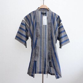 甚平 羽織 着物 ブルーストライプ 綿100% Mサイズ メンズ 夏用 和風 ルームウェア カジュアル 部屋着