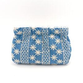 刺繍 がま口ポーチ 12.5cmパール口金 ブラック 652 | iichi 日々の