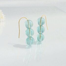 ＜ゆれないフックピアス＞ グリーンフローライト ピアス/イヤリング