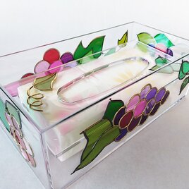 葡萄のティッシュケースorペーパーホルダー　（受注生産）　ステンドグラス風