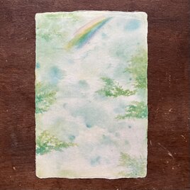 和紙の絵葉書【Green Rain】