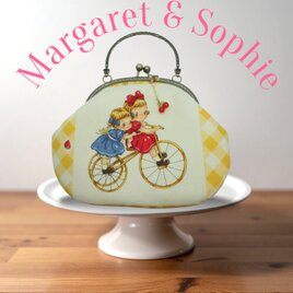 「マーガレットソフィー♡ピクニック５」がま口バッグ ・ポーチ　口金16.5センチ