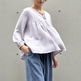 【新作】今なら送料無料♪大人可愛い前後2way前後ギャザーフレアブラウス/パープル/藤の花/紫陽花/ラベンダー26009