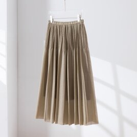 軽やかで上品！特殊プリーツ加工が美しいロングスカート 裏地付き　グリーグ　260419-2