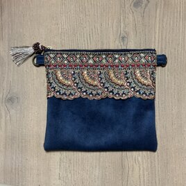 インド刺繍　スカラップブレード　ポーチ