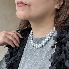 あこや真珠　ナチュラル　ブルーグレー　クレオパトラ　ネックレス