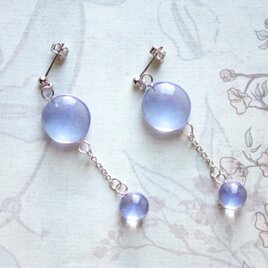 レジンアート　二粒の水滴ピアス〈雨の宮〉