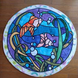 パッチワーク　タペストリー　ステンドグラス　【熱帯魚】
