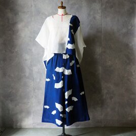 セットアップ ワイドパンツ+ブラウス 扇子文様 浴衣をリメイク　set0005 /  古布 ゆかた 着物 ボトムス