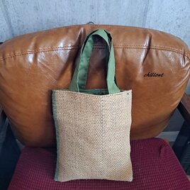 コーヒー麻袋バッグ：グリーンライン：ミニ：Coffee Hemp【0950】