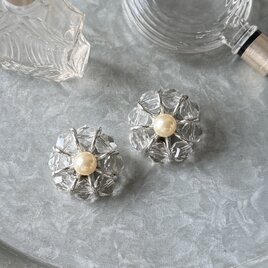 YK3-【 KRAMER 】クレイマー・ヴィンテージイヤリング 1950〜60' Crystal & Pearl Cluster