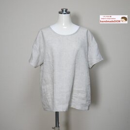 リネンのシンプルTシャツ◆【ナチュラルリネン　ライト】◆生成り◆フリーサイズ（リネン100％）