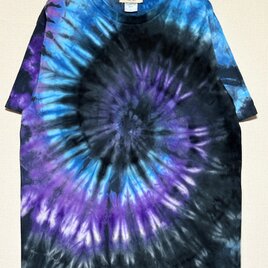 タイダイ Tシャツ Lサイズ パープル×ブラック スパイラル Hippies Dye HD26-01