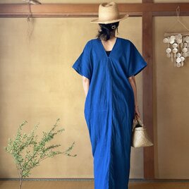 Extra Soft Cotton Tao Kaftan in Indigo/藍染めカフタンワンピース