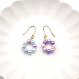 《２色から選べる》紫陽花パールのサークルピアス／イヤリング